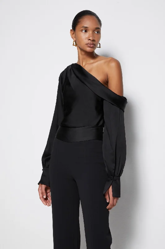 SIMKHAI - Alice One Shoulder Top in Black Edgy Women's Punk