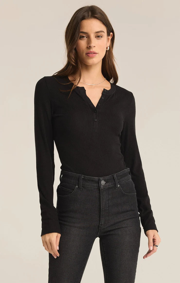 Scarlett Rib Henley Trendy Women's Oversized
