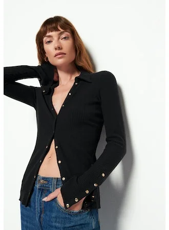 Nation LTD - Skylar Snapped Up Sweater in Jet Black European