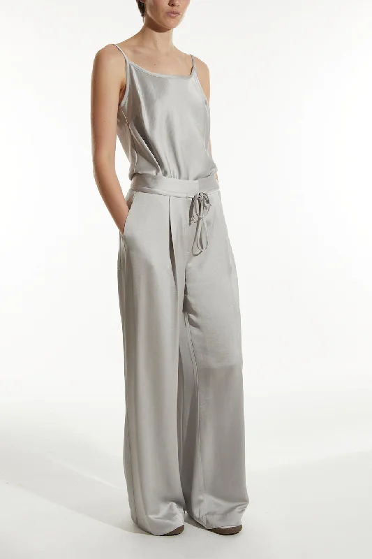 Saint Art New York - Elliot Charmeuse Cami in Silver Monochromatic Office Style