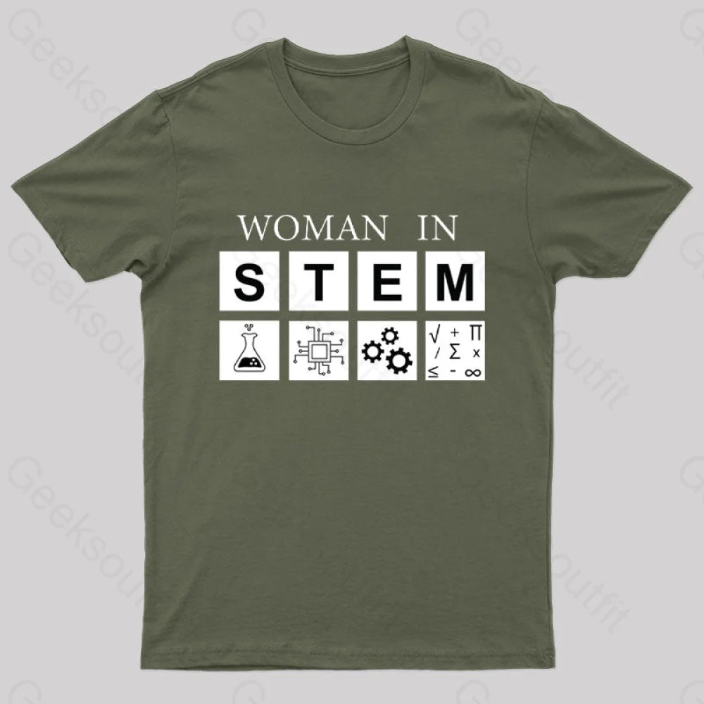 Woman in Stem Geek T-Shirt Compression
