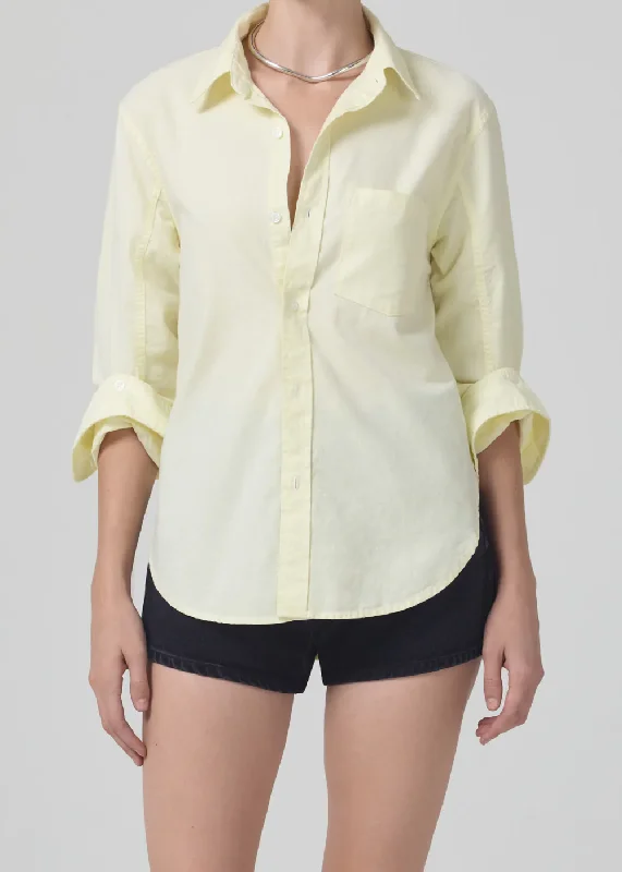 Citizens of Humanity - Shrunken Kayla Shirt in Oxford Baby Yellow Trendy Women's 