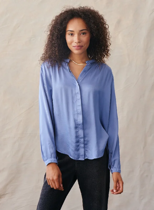 Smocked Button Down Shirt Feminine Women's Style 