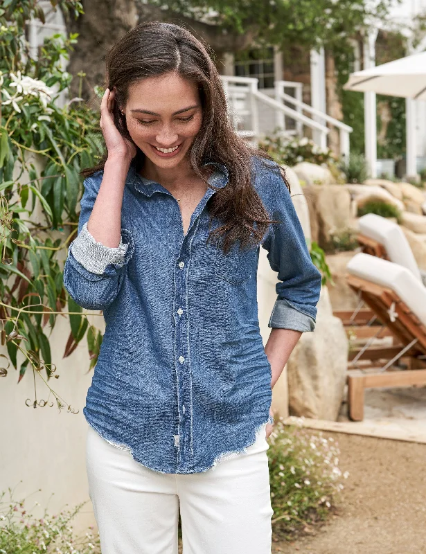 Frank & Eileen - Barry Woven Button Up in Vintage Stonewashed Indigo Tough Women's Military - inspired