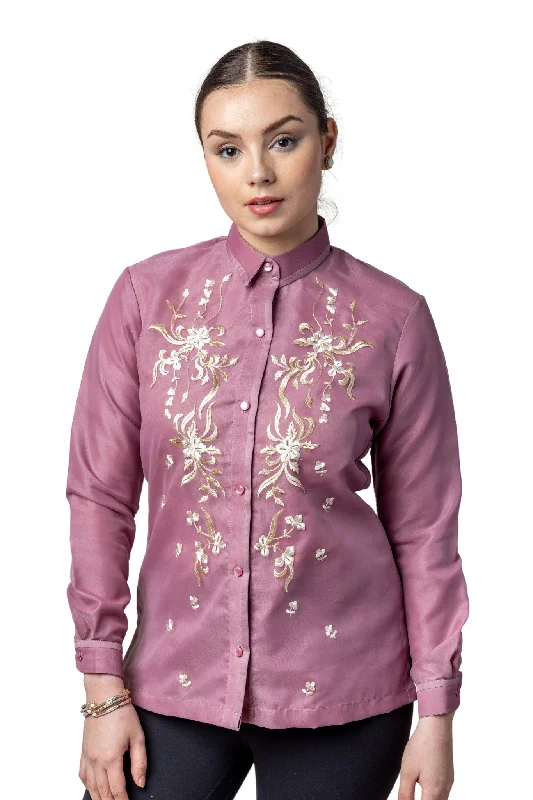 WO11 - Women's Barong Tagalog Pink - Filipiniana Sleek Women's 