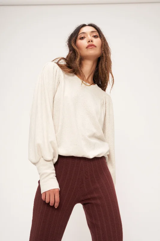 Natasha Brushed Rib Long Sleeve Geometric