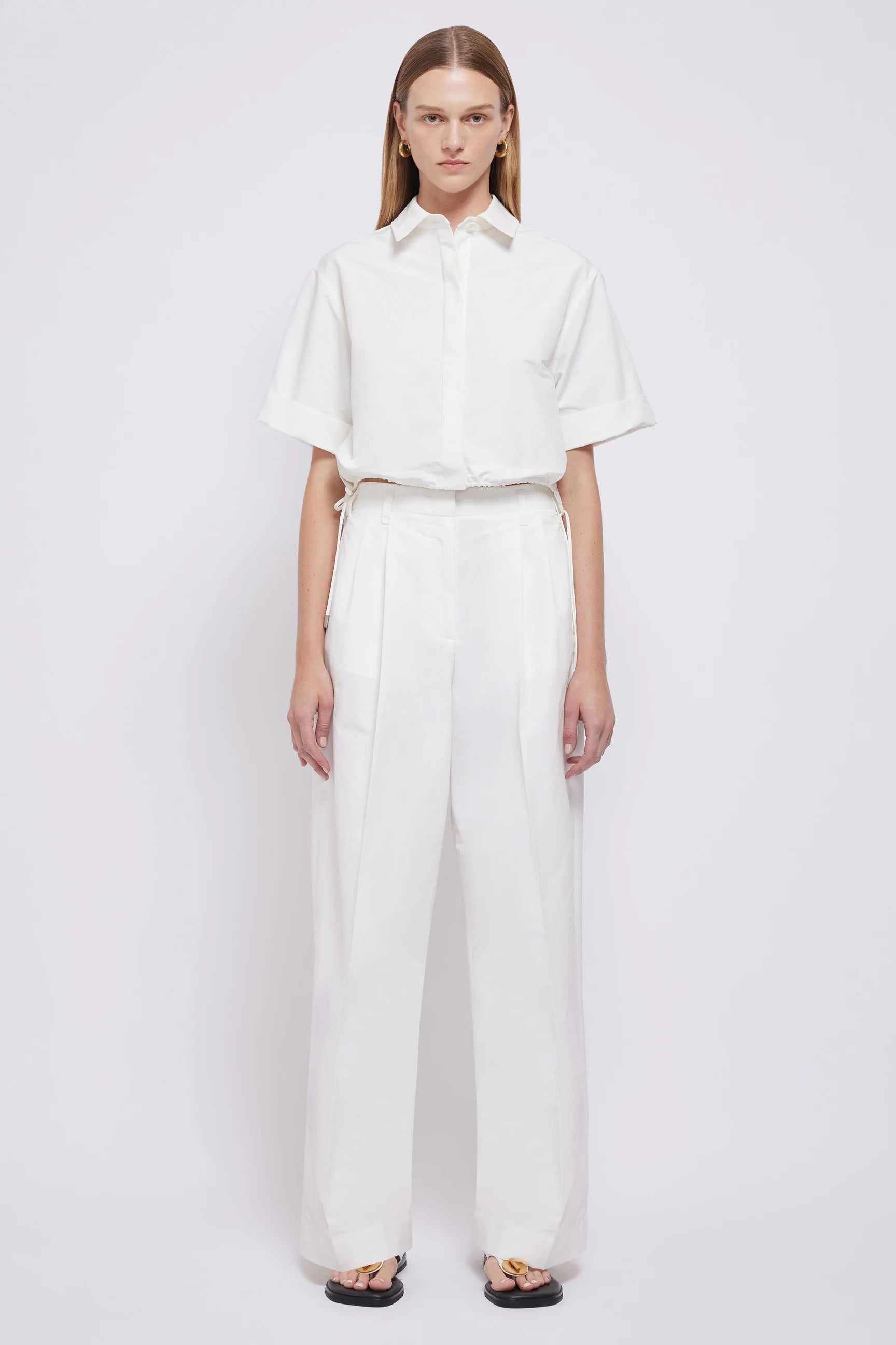 SIMKHAI - Ryett Cropped Shirt in White French