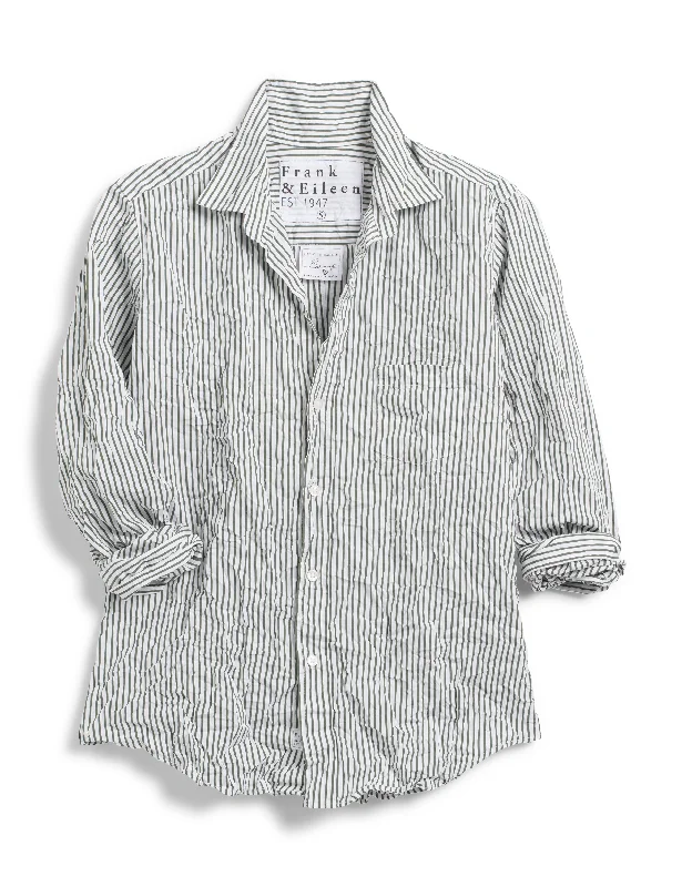 Frank & Eileen - Barry Woven Button Up in Green Stripe Modern Women's 