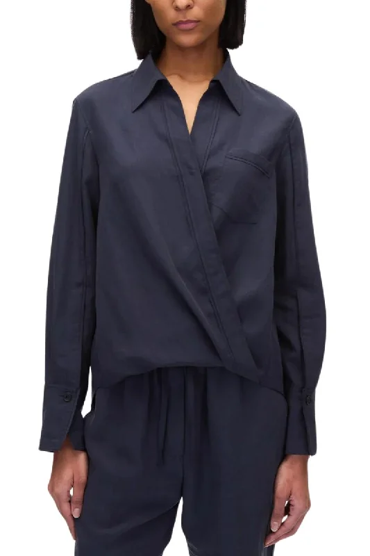 Draped Crossover Shirt Relaxed Women's 