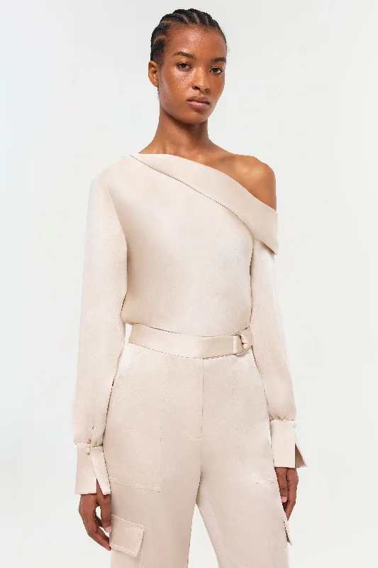 SIMKHAI - Alice One Shoulder Top in Champagne Monochromatic All - in - one
