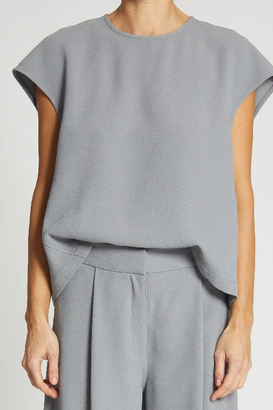 Saint Art New York - Soraya Top in Powder Grey Crepe Tough Women's Military - inspired