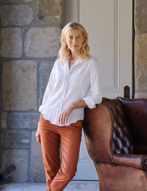 Frank & Eileen - Barry Woven Button Up in White Tattered Wash Denim Casual Women's Japanese 