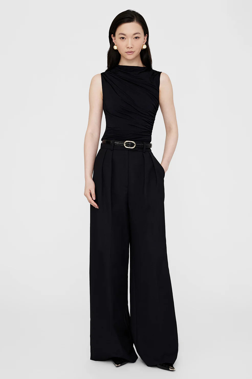 Anine Bing - Lucia Top in Black Refined Women's Hand - crafted