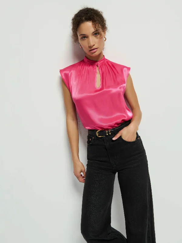 Nation LTD - Jeanne Top in Pink Flambe Polished Women's Silk