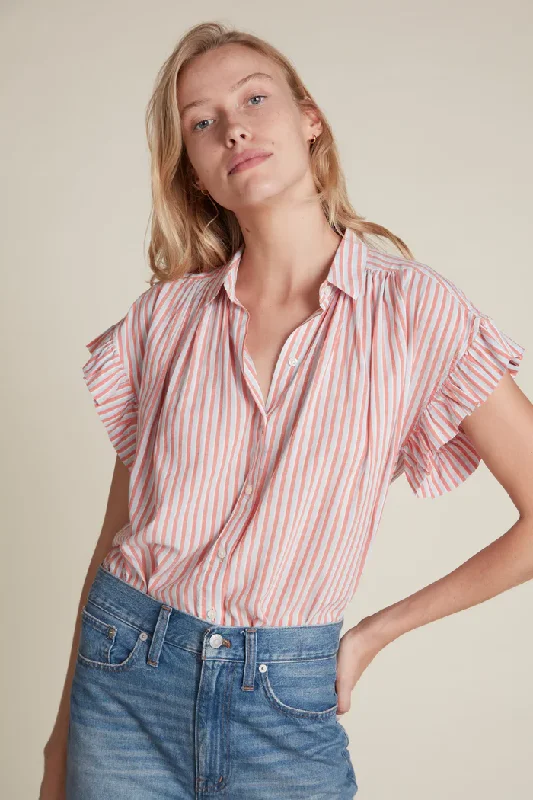 Trovata - Marianne "B" Ruffle Sleeve Shirt in Hommage Stripe Practical Women's Multi - 