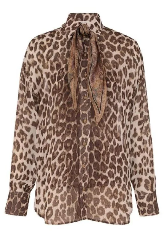 Illustration Leopard Shirt Refined Women's Classic 