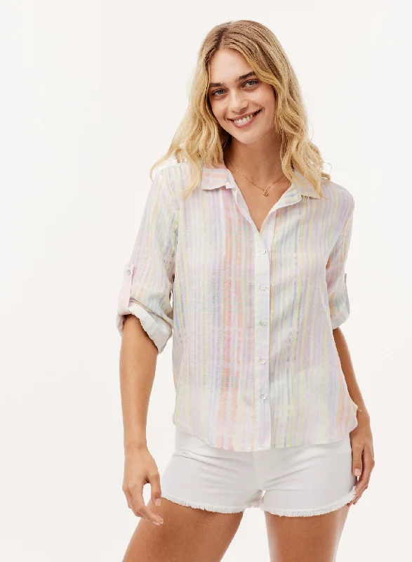 Roll Tab Sleeve Tencel Button Down Women
