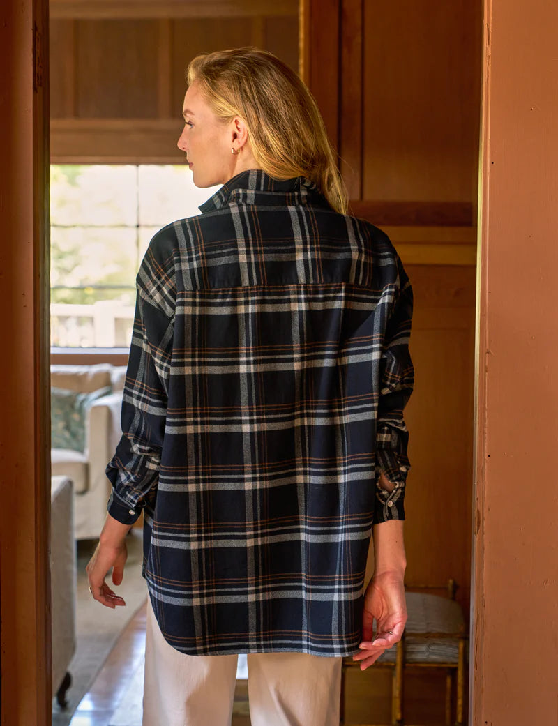 Frank & Eileen - Shirley Oversized Button-Up Shirt in Black/Grey/Camel Vintage Women's 1970S 