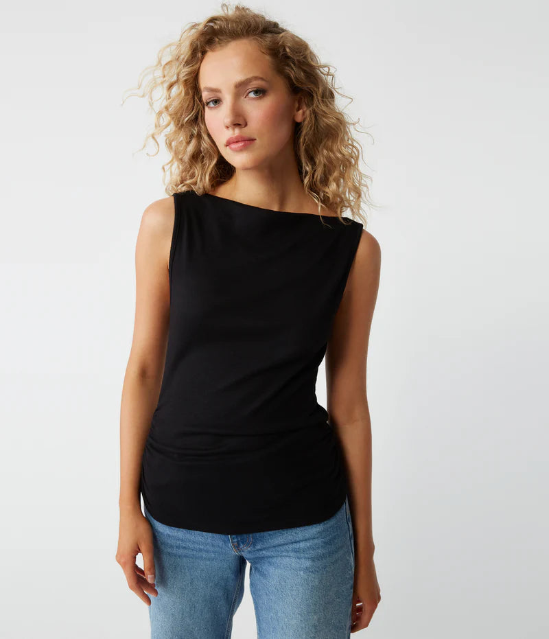 Coco Ruched Boat Neck Tee Unique Women's Upcycled