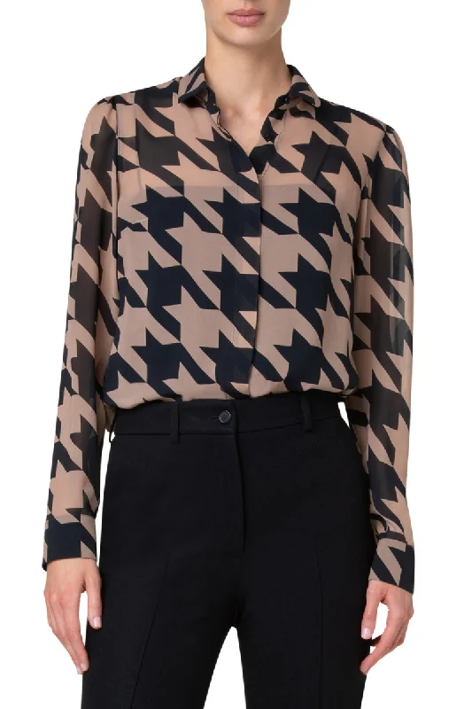 Houndstooth Blouse Sophisticated Women's 