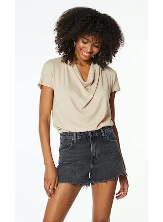 Drop Shoulder Draped Cowl Top Cool Women's Distressed