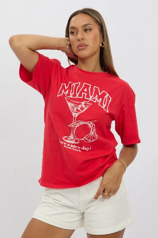 Red Graphic Tee Short Sleeve British Gentlewoman Style