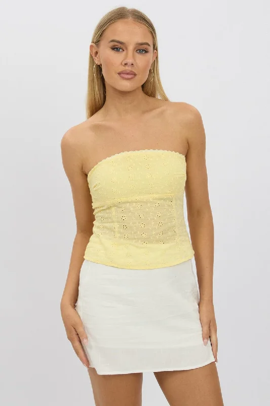 Yellow Broderie Boob Tube European
