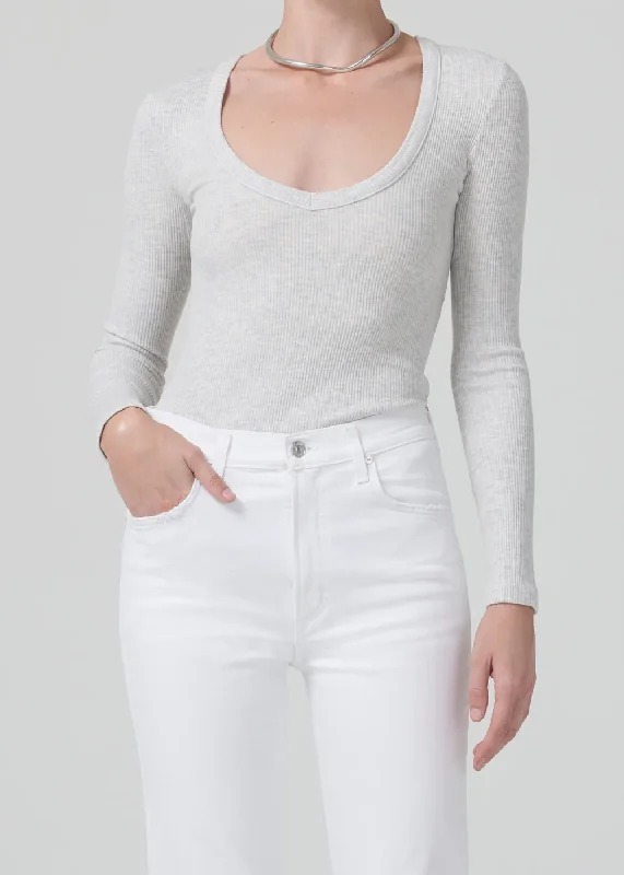 Citizens of Humanity - Anouk Long Sleeve V-Neck in Heather Grey Hip Women's Urban