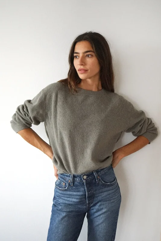 The Cashmere Maya Crew Neck // Sage Bold Women's Animal Print