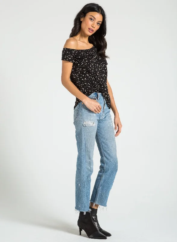 n:Philanthropy - Dorado Tee in Black Cat Mini Floral Bold Women's Statement