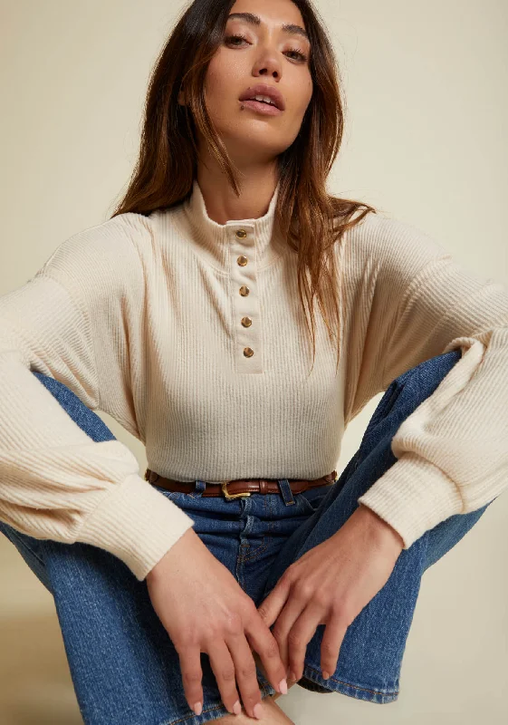 Nation LTD - Evan Cropped Turtleneck in White Chocolate Modern Women's 