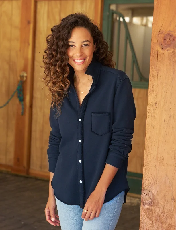 Frank & Eileen - Eileen Relaxed Button Up Triple Fleece in British Royal Navy Sustainable Organic