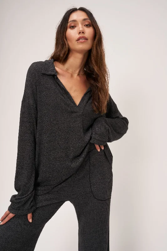 Early Night Collared Rib Long Sleev Vintage Women's 1970S 
