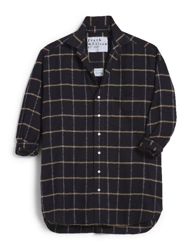 Frank & Eileen - Shirley Oversized Button-Up Shirt in Black/Camel Windowpane Streetwear Style for 