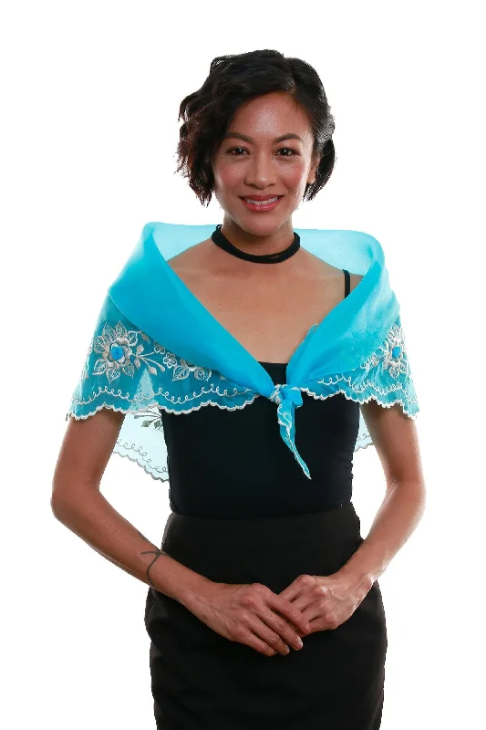 WA10 - Classic Alampay Aqua Blue - Filipiniana Women