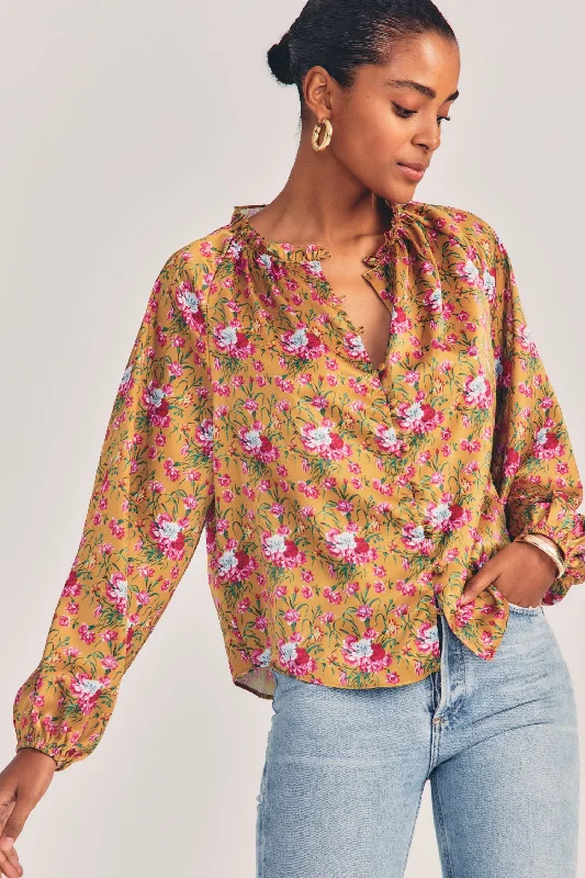 Love Shack Fancy - Manchester Blouse in Ruby Goldmine Streetwear Style for 