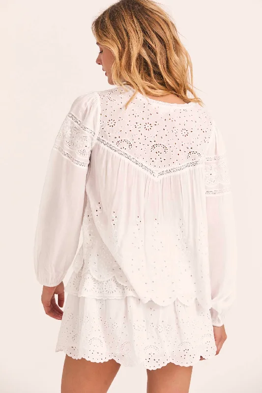 Love Shack Fancy - Badyn Blouse in Antique White Hip Women's Urban