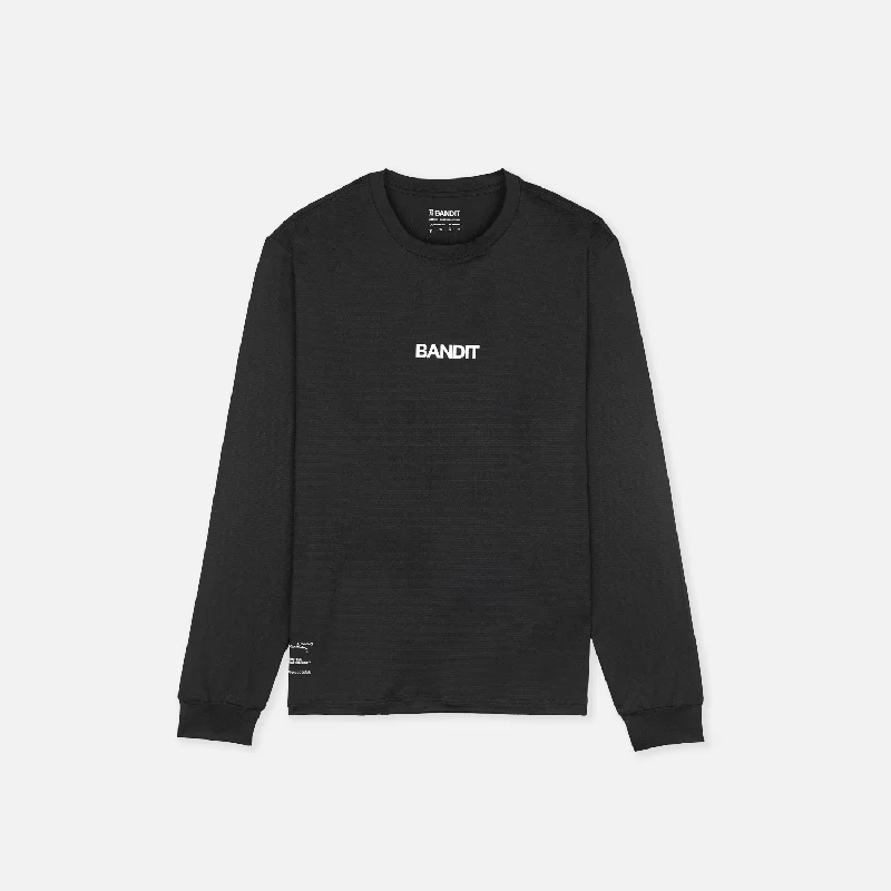 Micromesh™ "Topographic" Long Sleeve Tee - Unisex, Black Compression