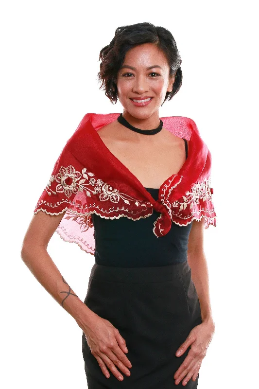 WA05 - Classic Alampay Maroon - Filipiniana Sleek Women's Metallic