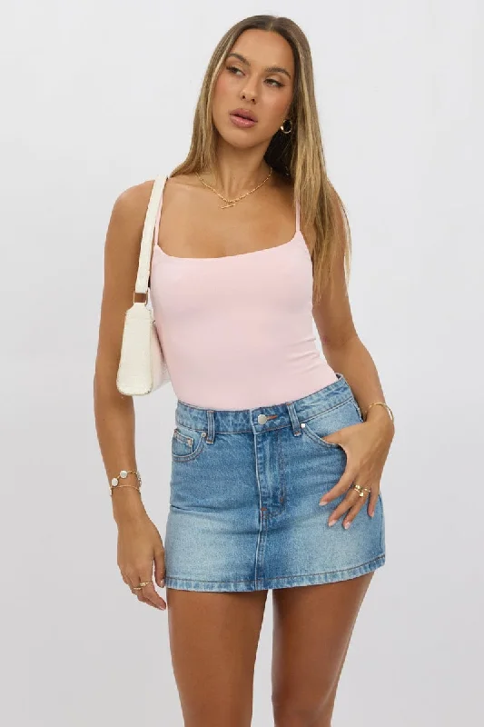 Pink Bodysuit Sleeveless Supersoft Hip Women's Urban