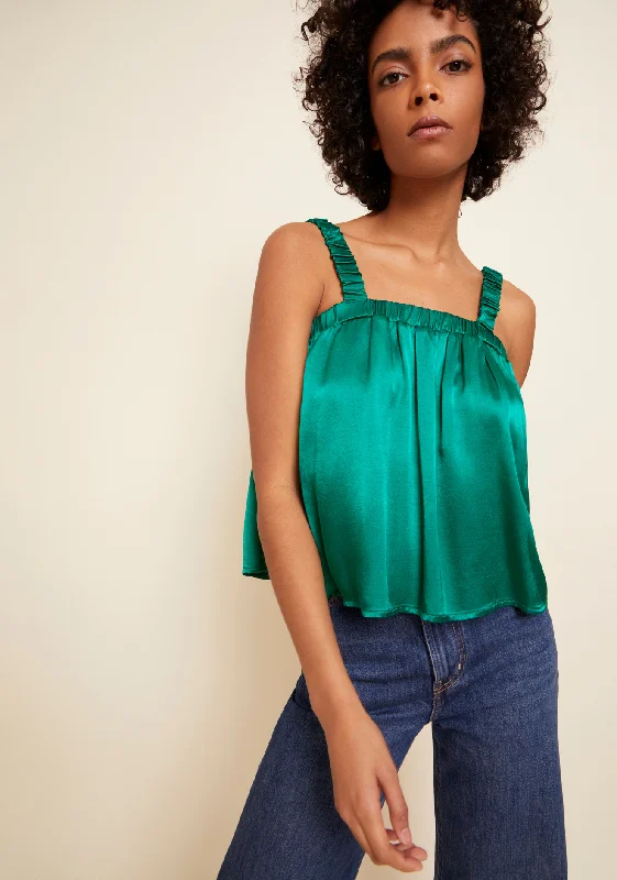Nation LTD - Rivka Tank w/ Elastic Detail in Emerald Dapper Women's Bow - adorned