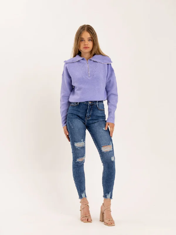Jean skinny bleu destroy ourlet effiloché Sustainable Organic