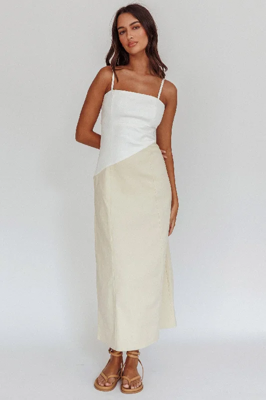 Irelia Contrast Maxi Dress White Modern Women's 