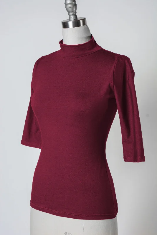 Denise Top 3/4 Sleeve - Burgundy Scandinavian