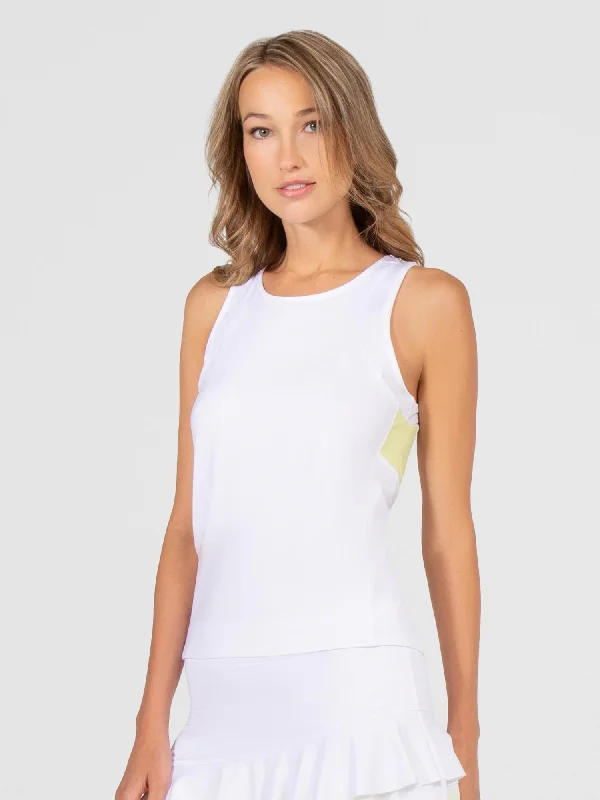 Phoebe Tennis & Active Tank - White/Zest Cashmere