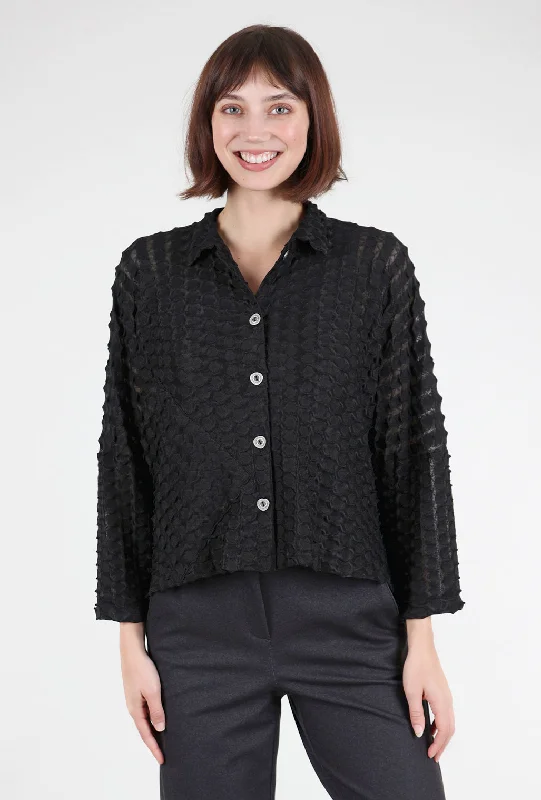 Crop Curve Raven Form Shirt, Black Laid - back Women's Style