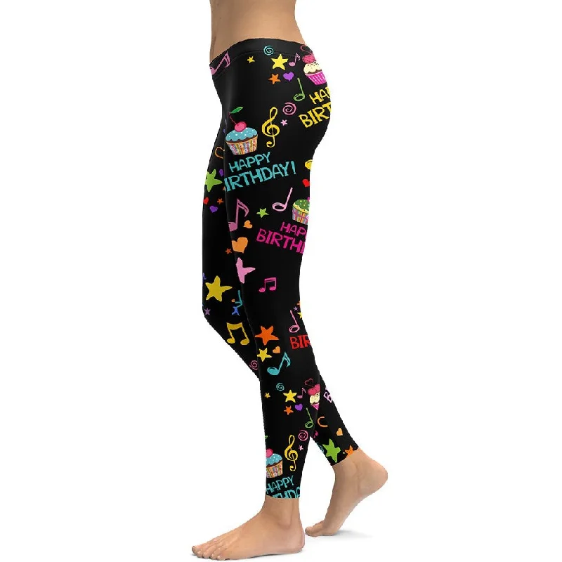 Happy Birthday Leggings Vacation