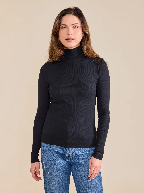 Olivia Top | Black Sleek Women's Metallic