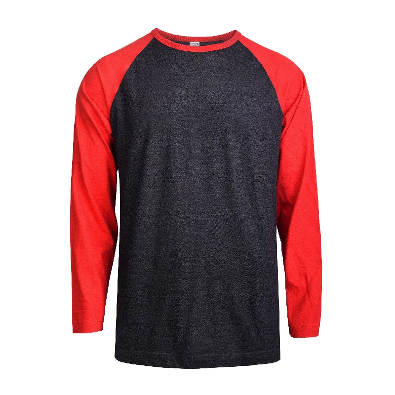 TOP PRO MEN'S LONG SLEEVE BASEBALL TEE (MBT002_RED/C.GR) Compression