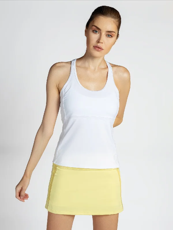 Ashley Racer Tank - White Laid - back Women's Vibe